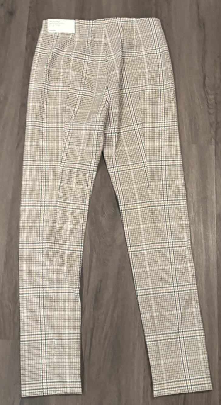 Ann Taylor Plaid Straight-Leg Pants in Beige and Black